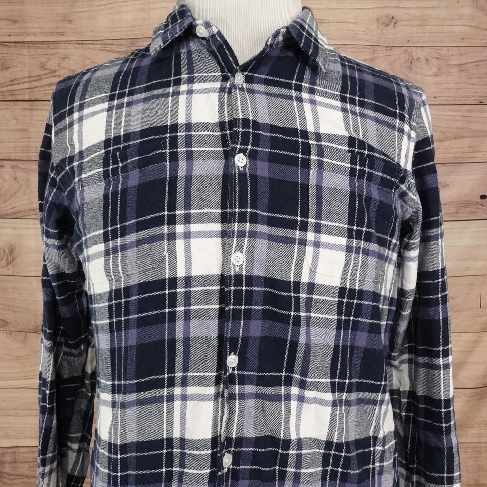 Good Man Brand Shirt Mens XL Blue Plaid Long Sleeve Button-Up Flannel Cotton